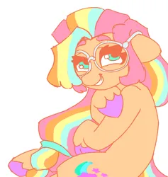 Size: 3600x3800 | Tagged: safe, alternate version, artist:mannybcadavera, derpibooru import, sunny starscout, earth pony, pony, g5, colored, cute, female, flat colors, glasses, grin, high res, image, looking at you, mare, png, round glasses, simple background, smiling, smiling at you, solo, sunnybetes, white background