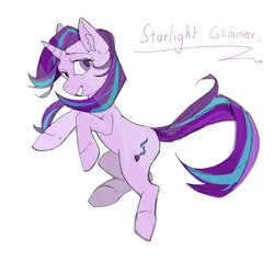 Size: 1080x1080 | Tagged: safe, artist:gamagama6, derpibooru import, starlight glimmer, pony, unicorn, female, g4, grin, image, jpeg, looking at you, mare, name, rearing, simple background, smiling, solo, text, three quarter view, white background