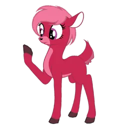 Size: 1200x1200 | Tagged: safe, artist:antonsfms, derpibooru import, oc, oc:rosaline the deer, unofficial characters only, deer, deer pony, hybrid, original species, pony, derpibooru community collaboration, 2024 community collab, deer oc, doe, female, image, non-pony oc, png, raised hoof, simple background, solo, transparent background