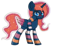 Size: 3080x2450 | Tagged: safe, artist:wojtek-ツ, derpibooru import, oc, oc:nuvola perlacea, unofficial characters only, alicorn, pony, derpibooru community collaboration, 2024 community collab, body markings, ethereal mane, female, folded wings, hoof on cheek, horseshoes, image, mare, nervicited, png, simple background, solo, standing, starry mane, transparent background, wings