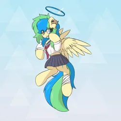 Size: 3500x3500 | Tagged: safe, alternate version, artist:hcl, derpibooru import, oc, oc:hcl, unofficial characters only, pegasus, pony, clothes, gradient background, image, png, solo