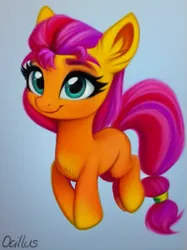 Size: 515x689 | Tagged: safe, artist:ocillus, derpibooru import, sunny starscout, earth pony, pony, g5, cute, ear fluff, female, filly, filly sunny starscout, image, mare, png, smiling, solo, sunnybetes, younger