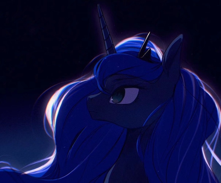 Size: 1210x1001 | Tagged: safe, artist:tttthunderbolt, derpibooru import, princess luna, alicorn, pony, image, jpeg, night, solo