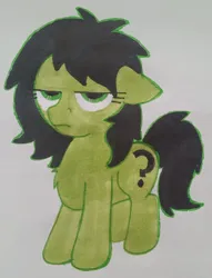 Size: 2288x2996 | Tagged: safe, artist:dhm, derpibooru import, oc, oc:anonfilly, pony, annoyed, cute, female, filly, grumpy, image, jpeg, looking at you, marker drawing, pen drawing, solo, traditional art