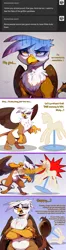 Size: 2000x7596 | Tagged: safe, ai content, artist:rupert, derpibooru import, machine learning assisted, machine learning generated, stable diffusion, gilda, gryphon, series:ask white belly gilda, ask, bipedal, bipedal leaning, dialogue, female, frown, g4, generator:pony diffusion v6 xl, gilda is not amused, high res, image, jpeg, leaning, mannequin, pale belly, plump, prompter:rupert, punch, solo, tumblr, unamused, white belly