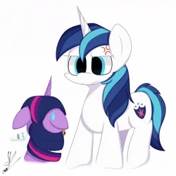 Size: 1200x1200 | Tagged: safe, artist:daftramms, derpibooru import, shining armor, twilight sparkle, pony, unicorn, angry, brother and sister, cookie, cute, fanart, female, food, g4, high res, image, jpeg, male, siblings, simple background