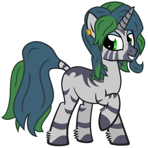 Size: 1501x1501 | Tagged: safe, artist:the smiling pony, derpibooru import, oc, oc:forest glade, unofficial characters only, hybrid, pony, zebra, zebracorn, zony, derpibooru community collaboration, .svg available, 2024 community collab, ear piercing, earring, eyeshadow, g4, hoof fluff, horn, hybrid oc, image, jewelry, looking at you, makeup, piercing, png, simple background, solo, transparent background, vector