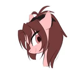Size: 1000x1000 | Tagged: safe, artist:tttthunderbolt, derpibooru import, pony, anime, brown hair, bust, female, image, kyouko sakura, looking at you, mare, pink coat, png, portrait, puella magi madoka magica, side view, simple background, smiling, solo, white background
