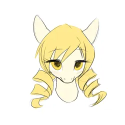 Size: 1000x1000 | Tagged: safe, artist:tttthunderbolt, derpibooru import, pony, anime, bust, female, image, magical girl, mami tomoe, mare, png, portrait, puella magi madoka magica, simple background, solo, tan coat, white background, yellow eyes, yellow hair