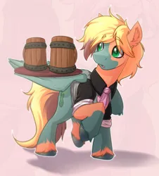 Size: 2400x2650 | Tagged: safe, artist:witchtaunter, derpibooru import, oc, pony, bartender, clothes, commission, cup, drink, image, male, necktie, png, simple background, stallion