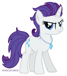 Size: 970x1100 | Tagged: safe, alternate version, artist:jennieoo, derpibooru import, part of a set, rarity, unicorn, alternate hairstyle, image, looking at you, png, show accurate, simple background, smiling, smirk, solo, story, story included, tomboy, tomboy rarity, transparent background, vector, whistle, whistle necklace
