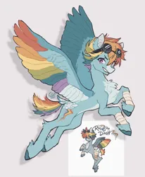 Size: 1098x1334 | Tagged: safe, artist:the_b0x_, derpibooru import, rainbow dash, pegasus, pony, colored wings, colored wingtips, female, flying, g4, image, jpeg, mare, simple background, wings