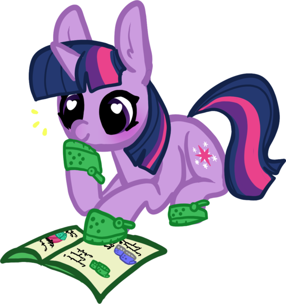 Size: 1114x1180 | Tagged: safe, artist:nootaz, twilight sparkle, pony, unicorn, blushing, crocs, cute, female, heart, heart eyes, hoof on chin, image, lying down, magazine, mare, pink background, png, prone, simple background, solo, transparent background, twiabetes, twilight crockle, unicorn twilight, wingding eyes