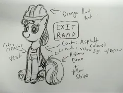 Size: 4160x3120 | Tagged: safe, artist:dhm, derpibooru import, oc, oc:exit ramp, pony, image, jpeg, monochrome, secret santa, sketch, solo, traditional art