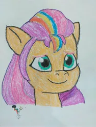 Size: 3000x4000 | Tagged: safe, derpibooru import, sunny starscout, g5, my little pony: tell your tale, drawing, image, jpeg, mane stripe sunny, smiling, striped mane