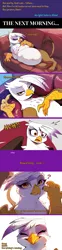 Size: 1920x7719 | Tagged: safe, ai content, derpibooru import, machine learning generated, stable diffusion, gilda, gryphon, series:ask white belly gilda, ask, chubby, comic, couch, cute, dialogue, female, g4, generator:pony diffusion v6 xl, gildadorable, image, jpeg, pale belly, prologue, prompter:rupert, sleeping, smiling, solo, tumblr, white belly