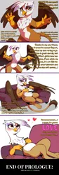 Size: 2500x7443 | Tagged: safe, ai content, derpibooru import, machine learning generated, stable diffusion, gilda, gryphon, series:ask white belly gilda, ask, bipedal, chubby, clipboard, comic, couch, cute, dialogue, dweeb, female, g4, generator:pony diffusion v6 xl, gildadorable, happy, heart, image, jpeg, pale belly, prologue, prompter:rupert, simple background, sitting, smiling, solo, standing, talking to viewer, tumblr, white background, white belly