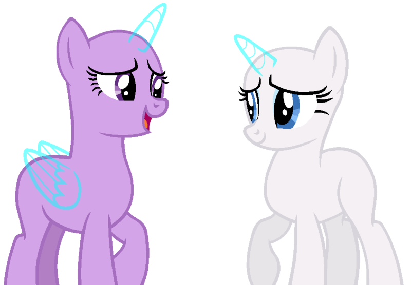 Size: 969x673 | Tagged: safe, artist:katsubases, derpibooru import, alicorn, pony, unicorn, base, duo, female, g4, image, mare, png, simple background, transparent background