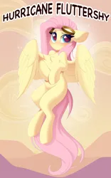 Size: 2560x4096 | Tagged: safe, artist:kebchach, derpibooru import, fluttershy, pegasus, pony, art pack:welcum to birthday artpack, comic:hurricane sluttershy, hurricane fluttershy, blushing, chest fluff, female, flying, g4, goggles, goggles on head, heart, heart eyes, human shoulders, image, looking at you, mare, missing cutie mark, png, smiling, smiling at you, solo, spread wings, text, wingding eyes, wings