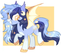 Size: 2655x2334 | Tagged: safe, artist:cheekipone, ponerpics import, oc, oc:moonshine, unofficial characters only, bat pony, pony, base used, bat pony oc, bat wings, big smile, ear tufts, ethereal mane, fangs, female, hairclip, image, mare, moon, png, raised hoof, raised leg, simple background, smiling, solo, spread wings, standing, starry mane, stars, teeth, unshorn fetlocks, wings