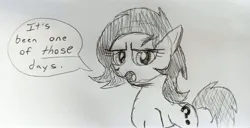 Size: 3900x1990 | Tagged: safe, artist:dhm, derpibooru import, oc, oc:anonfilly, pony, female, filly, image, jpeg, meme, monochrome, sketch, solo, speech bubble, traditional art