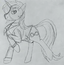 Size: 2239x2279 | Tagged: safe, artist:dhm, derpibooru import, oc, pony, unicorn, image, jpeg, monochrome, sketch, solo, traditional art