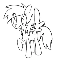 Size: 539x533 | Tagged: safe, artist:kruvvv, derpibooru import, derpy hooves, pegasus, pony, cross-eyed, eye clipping through hair, happy, image, looking at something, open mouth, png, raised hoof, simple, simple background, sketch, sketch dump, smiling, solo, spread wings, standing, white background, wings
