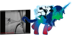 Size: 2241x1074 | Tagged: safe, artist:equestriaexploration, derpibooru import, oc, pony, unicorn, image, magic, mickey mouse, png, steamboat willie