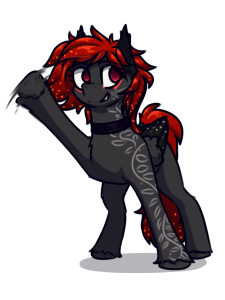 Size: 3000x4000 | Tagged: safe, artist:toanderic, derpibooru import, oc, oc:juliasunlight, unofficial characters only, pegasus, pony, derpibooru community collaboration, 2024 community collab, collar, female, image, looking at you, looking away, mare, motion blur, motion lines, pegasus oc, png, red eyes, red mane, red tail, simple background, smiling, solo, tail, tattoo, transparent background, waving, waving at you, wings