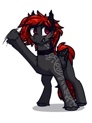 Size: 3000x4000 | Tagged: safe, artist:toanderic, derpibooru import, oc, oc:juliasunlight, unofficial characters only, pegasus, pony, derpibooru community collaboration, 2024 community collab, collar, female, image, looking at you, looking away, mare, motion blur, motion lines, pegasus oc, png, red eyes, red mane, red tail, simple background, smiling, solo, tail, tattoo, transparent background, waving, waving at you, wings