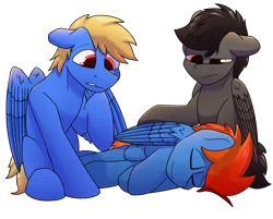 Size: 2048x1648 | Tagged: safe, artist:luther, derpibooru import, oc, oc:big streak, oc:jjknott, oc:luther, unofficial characters only, pegasus, derpibooru community collaboration, 2024 community collab, image, male, png, simple background, sitting, sleeping, transparent background, wings
