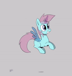 Size: 678x720 | Tagged: safe, artist:brdte, derpibooru import, pony, animated, commission, gray background, grin, image, loop, no sound, pronking, signature, simple background, smiling, solo, webm, your character here