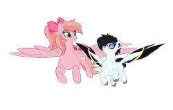 Size: 2232x1422 | Tagged: safe, artist:staceyld636, derpibooru import, oc, oc:jane blood, oc:ruby sunshine, pegasus, derpibooru community collaboration, 2024 community collab, chest fluff, height difference, image, pegasus oc, png, wings