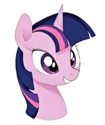 Size: 856x1024 | Tagged: safe, artist:cheesesauce_45, derpibooru import, twilight sparkle, pony, unicorn, bust, cute, female, grin, image, jpeg, mare, simple background, smiling, solo, twiabetes, white background
