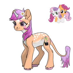 Size: 1080x1080 | Tagged: safe, artist:misty-periwinkle, derpibooru import, scootaloo, sweetie belle, oc, unicorn, image, offspring, png