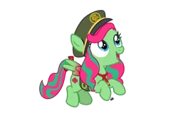 Size: 2360x1640 | Tagged: safe, artist:reececup11, derpibooru import, pegasus, pony, g5, blue eyes, colored wings, curly mane, cutie mark, excited, female, filly, flying, foal, g4, g5 to g4, generation leap, girl scout, gradient wings, green mane, image, open mouth, pink mane, png, sash, scout, scout kindheart, scout uniform, signature, simple background, smiling, solo, spread wings, transparent background, wings, younger
