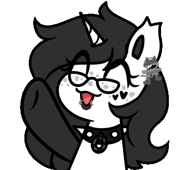 Size: 375x348 | Tagged: safe, artist:crazysketch101, derpibooru import, oc, oc:snowe, unofficial characters only, pony, unicorn, animated, collar, ear piercing, earring, gif, glasses, image, jewelry, piercing, simple background, solo, transparent background, waving