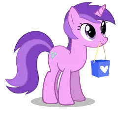 Size: 5940x5500 | Tagged: safe, artist:forsakensharikan, derpibooru import, amethyst star, pony, unicorn, bag, female, g4, horn, image, mare, mouth hold, png, shopping bag, simple background, smiling, solo, standing, tail, transparent background, vector