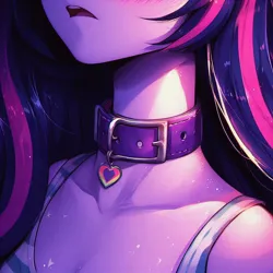 Size: 1024x1024 | Tagged: artist needed, source needed, safe, ai content, derpibooru import, twilight sparkle, human, collar, humanized, image, jewelry, jpeg, open mouth, pendant