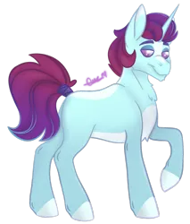 Size: 974x1144 | Tagged: safe, artist:trashpanda czar, derpibooru import, oc, oc:ye-jun kyu, unofficial characters only, pony, unicorn, body markings, chest fluff, horn, image, male, png, simple background, stallion, tail, tail wrap, transparent background