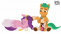 Size: 1920x1080 | Tagged: safe, artist:sdfabian, hitch trailblazer, pipp petals, earth pony, pegasus, pony, g5, female, floppy ears, heart, heart hoof, image, jpeg, looking at each other, male, mare, photo, stallion, wings