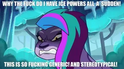 Size: 1280x714 | Tagged: safe, derpibooru import, edit, edited screencap, screencap, big cat, leopard, snow leopard, g5, my little pony: tell your tale, spoiler:g5, allura, angry, breaking the fourth wall, frozen, funny, funny as hell, gritted teeth, ice, icy prints, image, joke, meme, png, stereotype, teeth