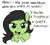 Size: 493x441 | Tagged: safe, artist:myra, derpibooru import, oc, oc:anonfilly, unofficial characters only, pony, accusation, angry, black hair, blushing, dialogue, female, filly, green eyes, image, looking at you, png, pointing, pointing at you, simple background, sitting, solo, talking to viewer, text, white background, yelling