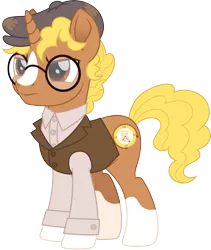 Size: 1353x1600 | Tagged: safe, artist:cloudy glow, derpibooru import, oc, unofficial characters only, pony, unicorn, clothes, g4, glasses, hat, image, male, png, rory brodigan, simple background, solo, transparent background