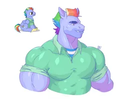 Size: 2153x1711 | Tagged: safe, artist:egg_concept, derpibooru import, bow hothoof, anthro, pegasus, pony, image, male, muscles, muscular male, png, reference, simple background, solo, stallion, white background