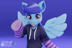 Size: 1137x774 | Tagged: safe, artist:melodismol, derpibooru import, oc, oc:sierra nightingale, anthro, pegasus, 3d, :p, blender, blender cycles, clothes, hoodie, image, looking at you, png, raised hoof, simple background, smiling, socks, solo, spread wings, tongue out, waving, waving at you, wings