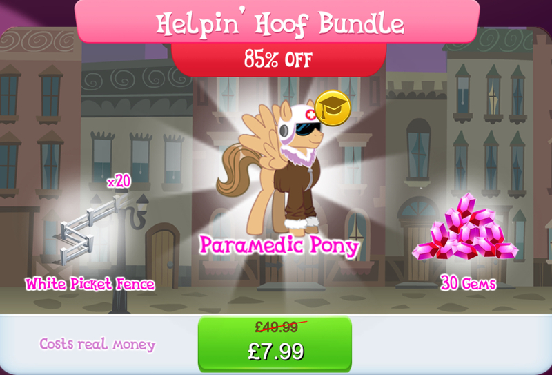 Size: 1266x860 | Tagged: safe, derpibooru import, idw, official, unnamed character, unnamed pony, pegasus, pony, bundle, clothes, costs real money, english, fence, g4, gameloft, gem, helmet, idw showified, image, jacket, jpeg, male, mobile game, my little pony: magic princess, numbers, paramedic, sale, solo, solo focus, spread wings, stallion, text, wings