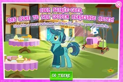 Size: 1952x1301 | Tagged: safe, derpibooru import, idw, unnamed character, unnamed pony, earth pony, pony, advertisement, clothes, english, facial hair, g4, gameloft, goatee, idw showified, image, jacket, jpeg, male, mobile game, my little pony: magic princess, numbers, sideburns, solo, solo focus, stallion, text