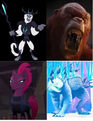 Size: 2560x3344 | Tagged: safe, derpibooru import, storm king, tempest shadow, my little pony: the movie, comparison, godzilla (series), godzilla x kong: the new empire, image, monsterverse, png, shimo, skar king