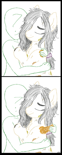 Size: 1622x4052 | Tagged: safe, artist:notawriteranon, derpibooru import, oc, oc:anon, oc:floor bored, unofficial characters only, human, pony, 2 panel comic, comic, dirty, hug, image, png, sticky